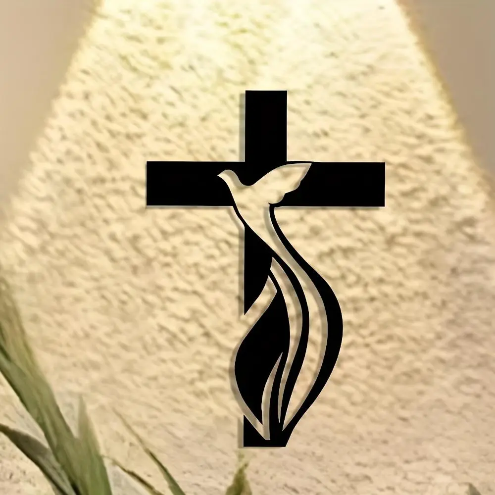 Cross & Dove Design Wall Art, Modern Metal Wall Decor, Wall Hanging Decor for Home Living Room Bedroom Office, Home Decor, Religious, Stylish Religious Decor, Religious Decoration