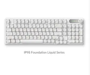 IP98 Wired Keyboard Gradient PBT Keycaps Side-Engraved Backlit Letters Smart Knob Gasket Structure Waterproof RGB Lighting Durable Double-Shot Keycaps Anti-Oil Matte Texture Membrane Keyboard Office Silent, Great Gift