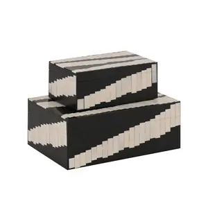Kamari Rectangular Resin Inlay Nesting Box, Set of 2