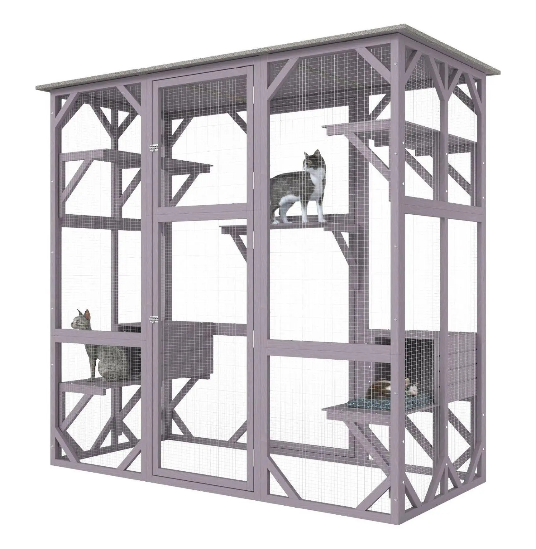 7-Tier Outdoor Cat House & Catio Enclosure - Metal Frame Single Unit with Platforms, Boxes, Multi-Levels, Outdoor Play Space & Ample Room for Cats, Ample Space