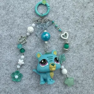 Adorable Blue tiger Keychain with Beads and Charms for Kids and Adults