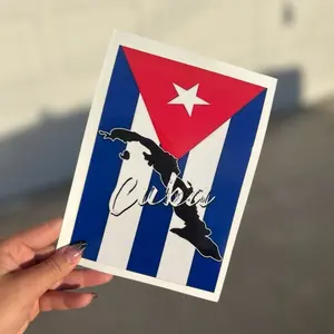 Cuba Map & Flag Sticker – Waterproof Vinyl Decal (8x5 inches)