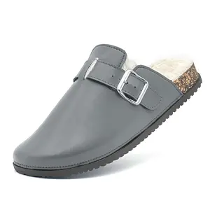 Unisex Comfortable Vegan Suede Shoes Leather Mules Womens Mens Cork Footbed Potato Shoes with Arch Support Slipper Sandals Breathable Lightweight Clogs