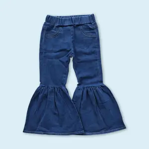 Blue denim pants baby girls bell bottom jeans