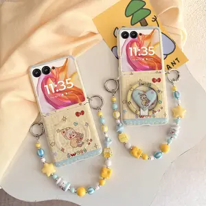 PU leather cartoon pattern magnetic phone case, supports wireless charging, hard PC back panel protects the phone. Suitable for Motorola Razr 2024, Razr 2025, Razr 2026, Razr 70 Ultra Accessories