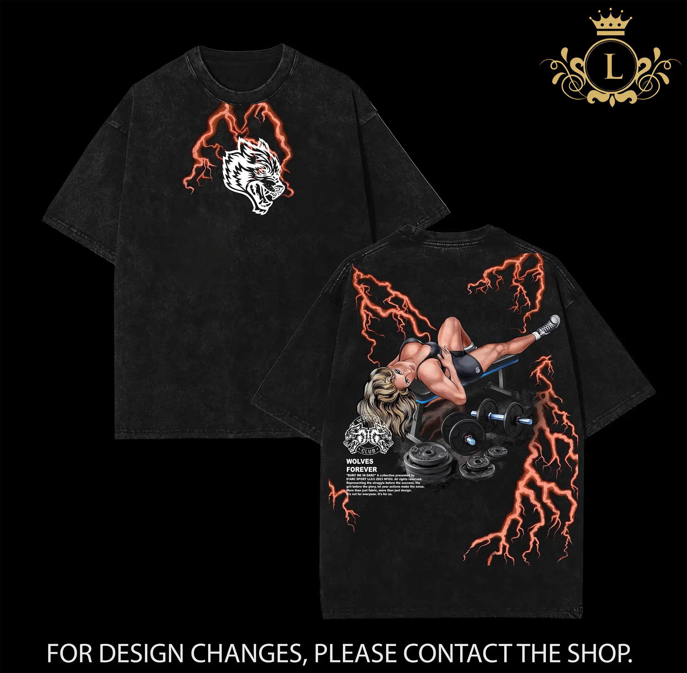 DARC SPORT Thunder Babe Power Tee – Workout Shirt for Women, Oversized Washed with Lightning Graphic, Streetwear Style for Summer Fitness, Daily Pump Outfit, Gift for Strong Girls, Bold Womenswear Aesthetic Top Cotton Apparel