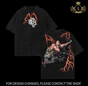 DARC SPORT Thunder Babe Power Tee – Workout Shirt for Women, Oversized Washed with Lightning Graphic, Streetwear Style for Summer Fitness, Daily Pump Outfit, Gift for Strong Girls, Bold Womenswear Aesthetic Top Cotton Apparel