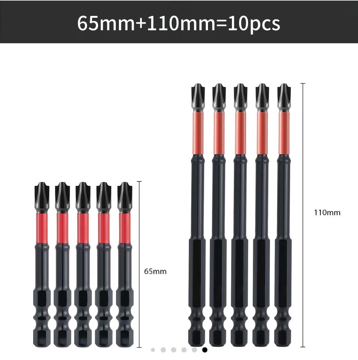 Impact Screwdriver Bit Set, Suitable for Electricians, S2 Steel Material, 65mm & 110mm Length, 1/4 Inch Hex Shank Magnetic Phillips Screwdriver Bits, for Circuit Breakers