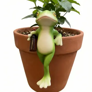 Cute Resin Frog Figurine Sitting with Drink for Home Decor – Funny Desk & Shelf Decoration, Relaxing Frog Statue for Office, Apartment Aesthetic, Cozy Room Styling, Unique Gift Idea for Frog Lovers