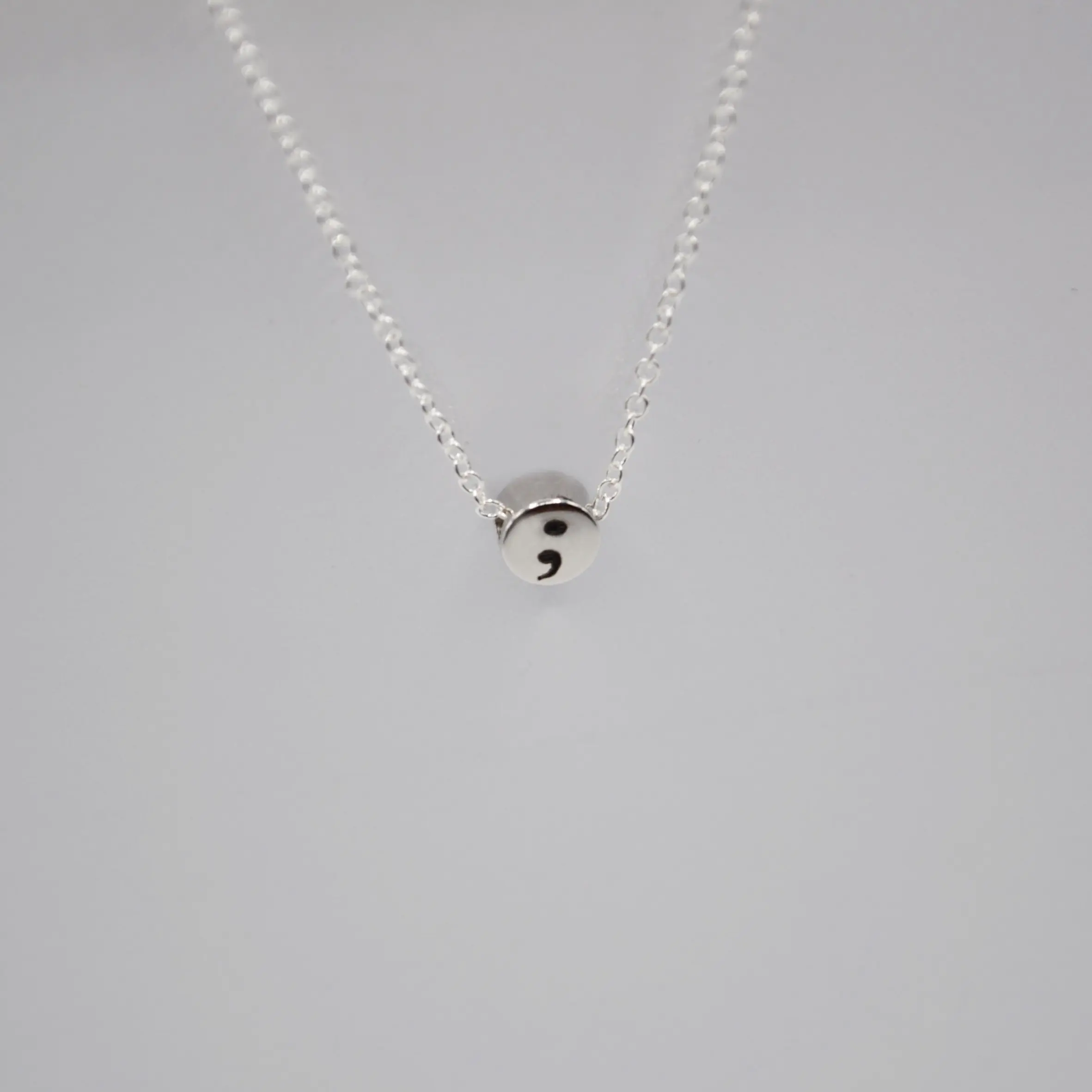 Mi & Jo Gentle Reminder Semicolon Necklace - Silver & Gold Finish, 18 Inch Chain, Inspirational Jewelry for Casual Wear