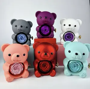 Preserved Rose Teddy Bear – Real Rose in Elegant Gift Box – Romantic Gift for Her – Perfect for Mother’s Day, Anniversary, Wedding, or Bridal Shower