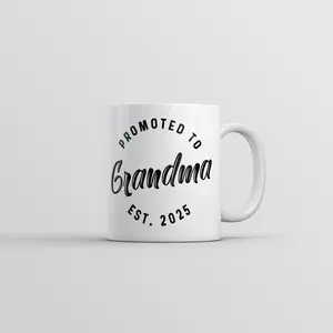 Promoted to Grandma 2025 Mug Funny Sarcastic Family New Baby Graphic Novelty Coffee Cup - 11oz Funny Coffee Mugs Ceramic Printed Drinkware Cup