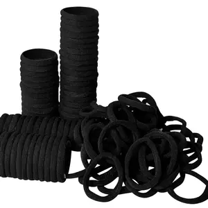 100 count Hair Ties for Women Girls Thick Hair Bands  Stretchy Elastic Ponytail Holders No  (Black, 100 count)