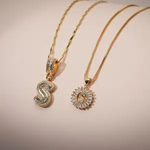 Fashion initial zircon necklace rock sugar English 26 letters pendant necklace set all-match zircon jewelry