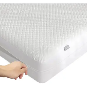 Queen Size Mattress Protector with Zipper - 100% Waterproof Zippered Mattress Cover - Soft & Cooling Noiseless Bed Mattress Covers - Top Removable Mattress Encasement 10-12" Deep