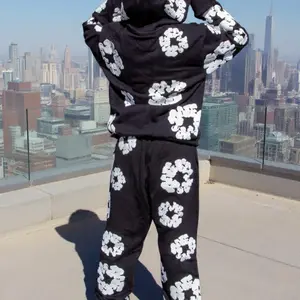 Denim Tears Hoodie and Sweatpants Clothes Menswear Pants with Unique Floral Embroidery for Comfortable Wear