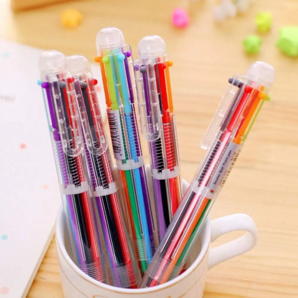22pcs 6-in-1 Retractable 0.5mm Fade-Proof Gel Ballpoint Pens, Multicolor Set with Clean Lines for Color Coding Text, Student Office Supplies, Cool Party Favor