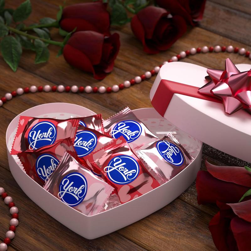 YORK Dark Chocolate Peppermint Patties Hearts, Valentine's Candy Bag, 9.6 oz