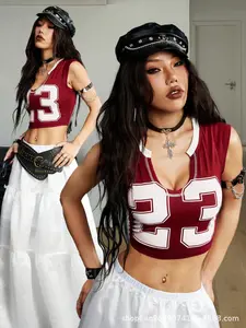 Summer 2025 Women's Sexy Sleeveless Open Navel T-shirt, Sweet and Spicy Style