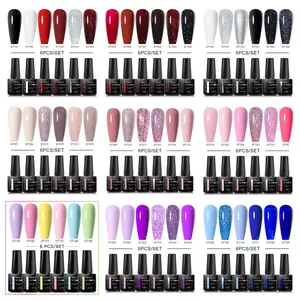 Meet Across 6 Colors Gel Nail Polish, Soak off UV Gel Varnish, Nail Art Manicure, Salon DIY at Home, Professional Quality, Nail Polish Holographic