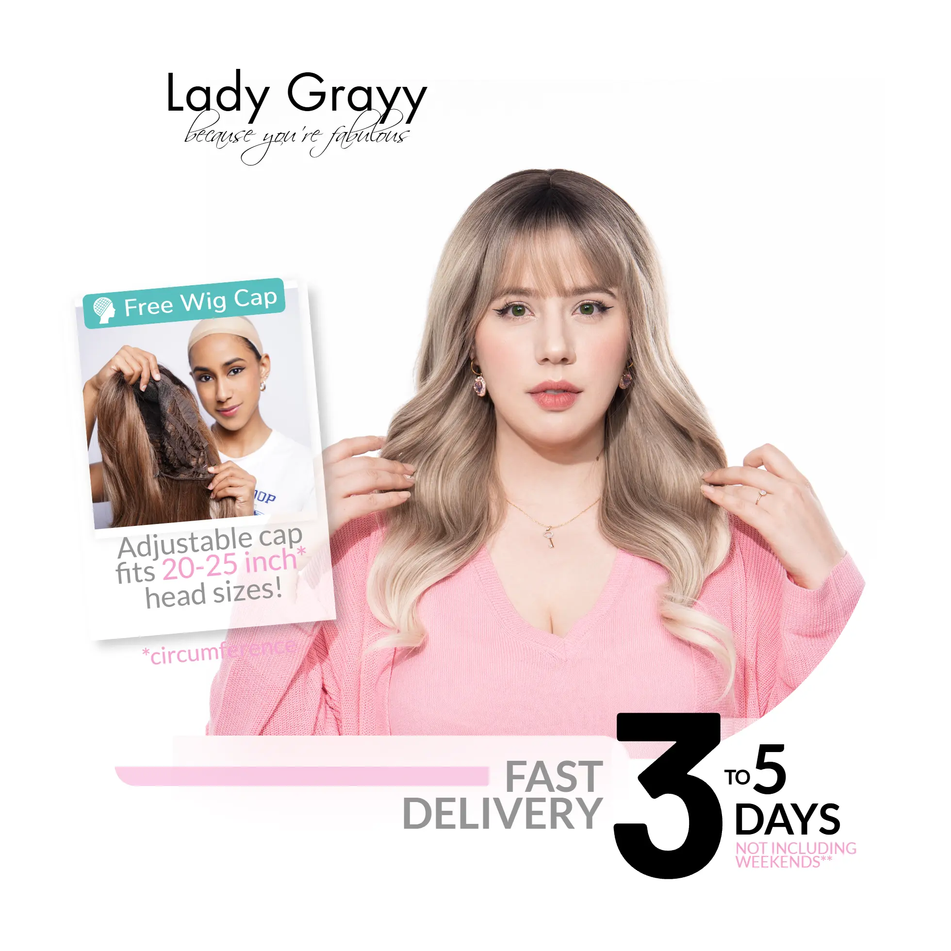 24-Inch Blonde Ombre (Brown Roots) Wavy Synthetic Wig | 【Heat Resistant】【Cap Included】 | #29 41FSGB