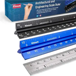 Architectural and Engineering Ruler Set ()|-Etched Aluminum Triangular Drafting Tool| for Architect and Civil Blueprints| Standard Ruler Included