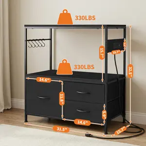 Heavy Duty Metal Aquarium Stand with Cabinet for 20-29 Gallon Tanks – Double Layer Shelf – Supports Up to 330 lbs – 31.5" x 15.7" x 32.5" – Home & Office Furniture