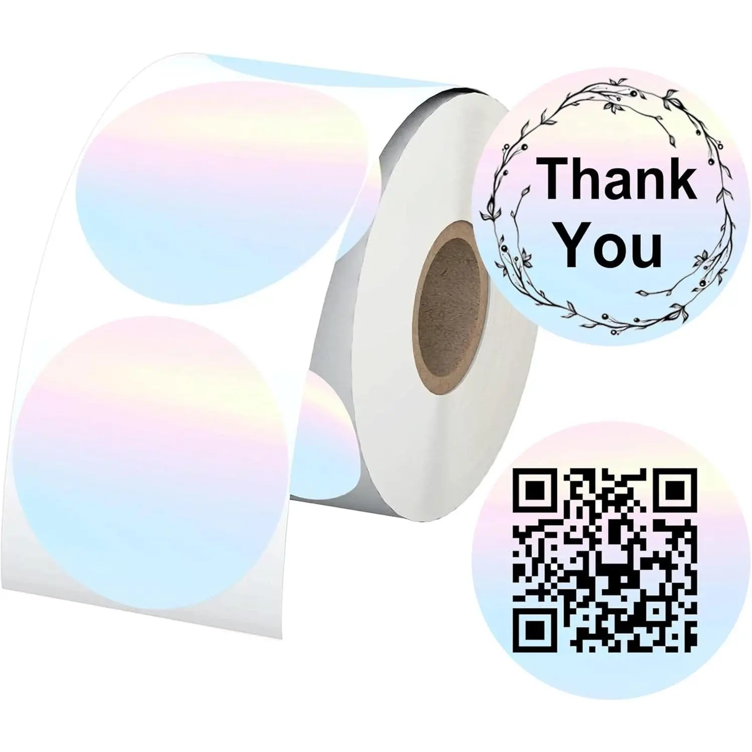 Direct Thermal Labels Stickers Round Watercolor Round 500 Count Roll Multi-Purpose Thermal Sticker Labels Color Coding, Address, Name Tag