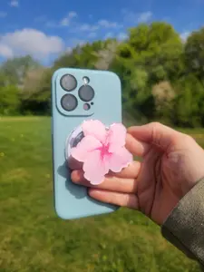Rainbow Summer Pink Hibiscus MagSafe PopSocket Tropical Flower Phone Grip Magnetic Pop Socket Phone Grip Summer Szn Tropical Flower Floral Vibrant Color Phone Grip Popsocket