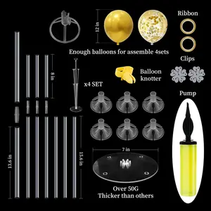 Black and Gold Party Decorations Balloon Stand Table Centerpieces for Birthday Wedding Retirement Anniversary Father's Day Halloween New Years Graduation Decorations 2025