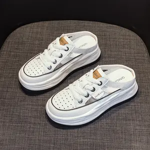 Leather Hollow Out Internet Celebrity Dad Shoes for Women 2025 Summer New Lightweight Hidden Heel Thick Sole Casual Sports Closed Toe Sandals Footwear Girl platform sandals