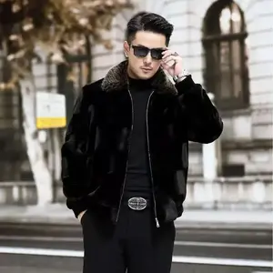 2026 Winter New Faux Fur Bamboo Knot Mink Fur Men's Coat Stand Collar Fur Integrated Jacket