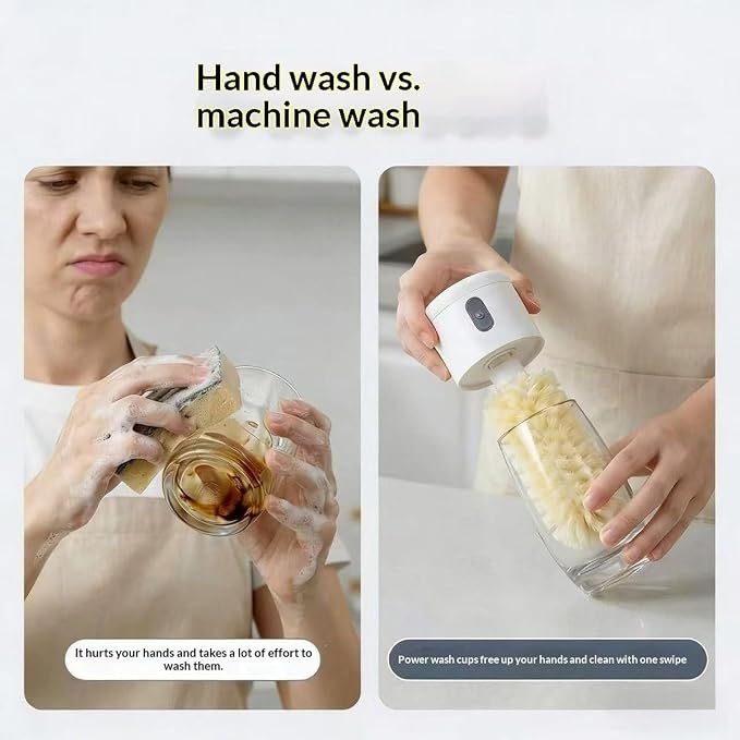Electric Cup Brush 360° Spinning Bottle Cleaner - Rechargeable Handheld & Wall Mount, IPX5 Waterproof for Thermos, Glasses, Baby Bottles