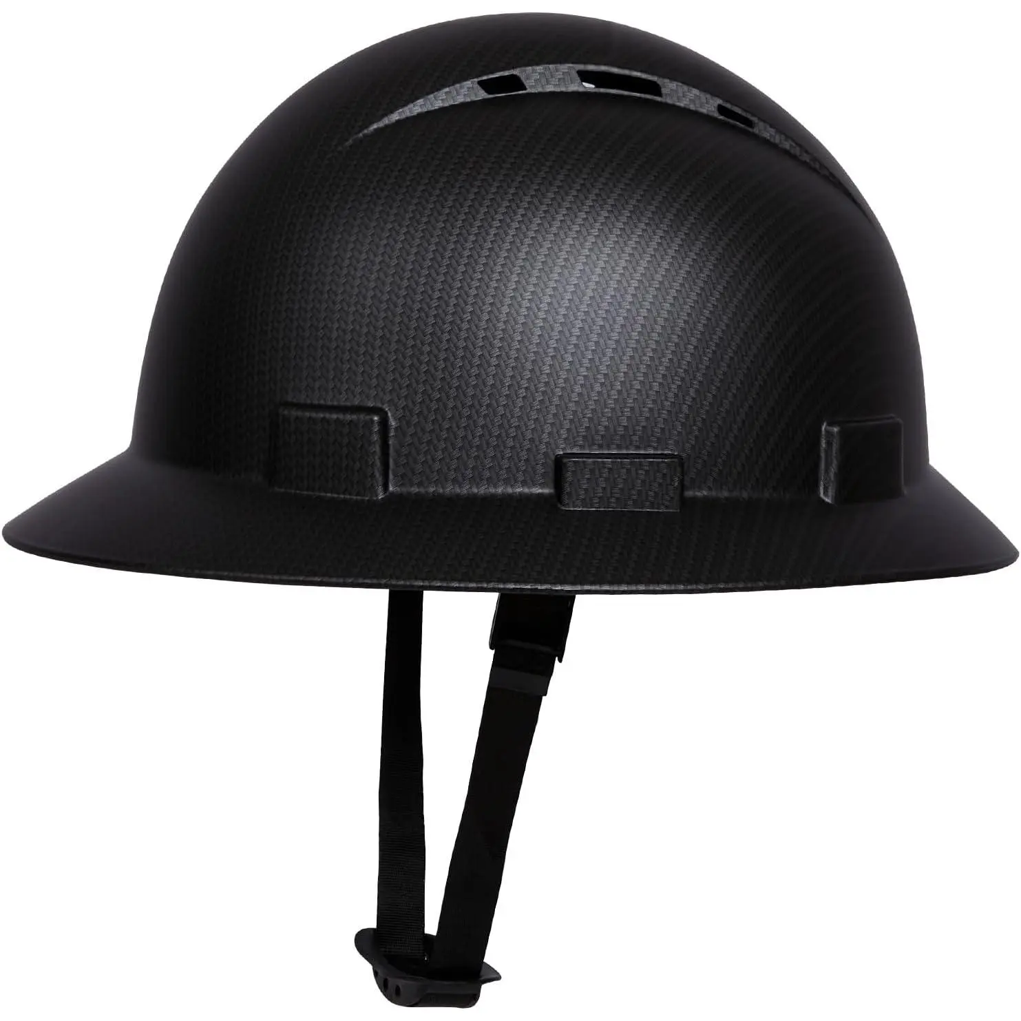Full Brim Hard Hat with Carbon Fiber Print, Ventilated ABS Shell with 6-Point Ratchet for Custom Fit Protection on Construction Sites