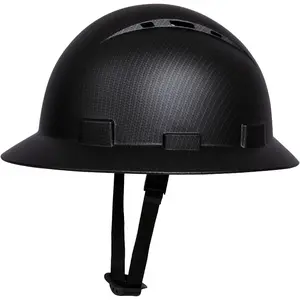 Unisex Carbon Print Full Brim Hard Hat - ABS Shell Ventilated Safety Helmet with 6-Point Adjustable Ratchet Suspension for Custom Fit Construction Work, Ventilation