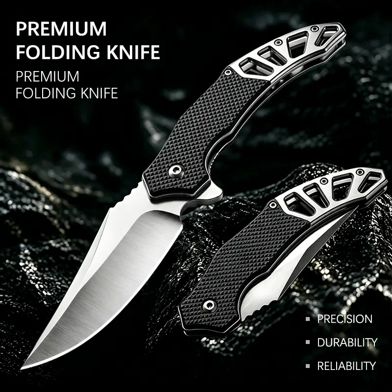 Pocket-Sized Ultra-Lightweight Portable Folding Steak Knife - Premium Stainless Steel Razor-Sharp Blade, Ergonomic Non-Slip G10 Grip, Camping Knives, Durable Steel Tool, Outdoor BBQ Ready Campfire/BBQ Party EDC Food Prep Cutlery