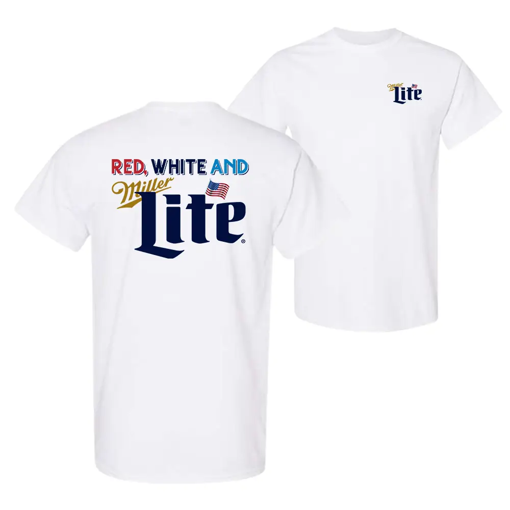 Red White And Miller Lite Tshirt, 4th of July Graphic Tees For Women, Patriots Style, Beer Shirts, Womenswear, Women's Top