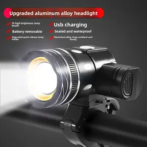 Bicycle LED Light Set, Aluminum Alloy Front Headlight and Rear Lights, USB Rechargeable, USB Charging, Waterproof Design, Rotatable, for Safe Night Riding Lighting, Mountain High-Power Flashlight, High-Brightness Bicycle Light, Led Bike Light