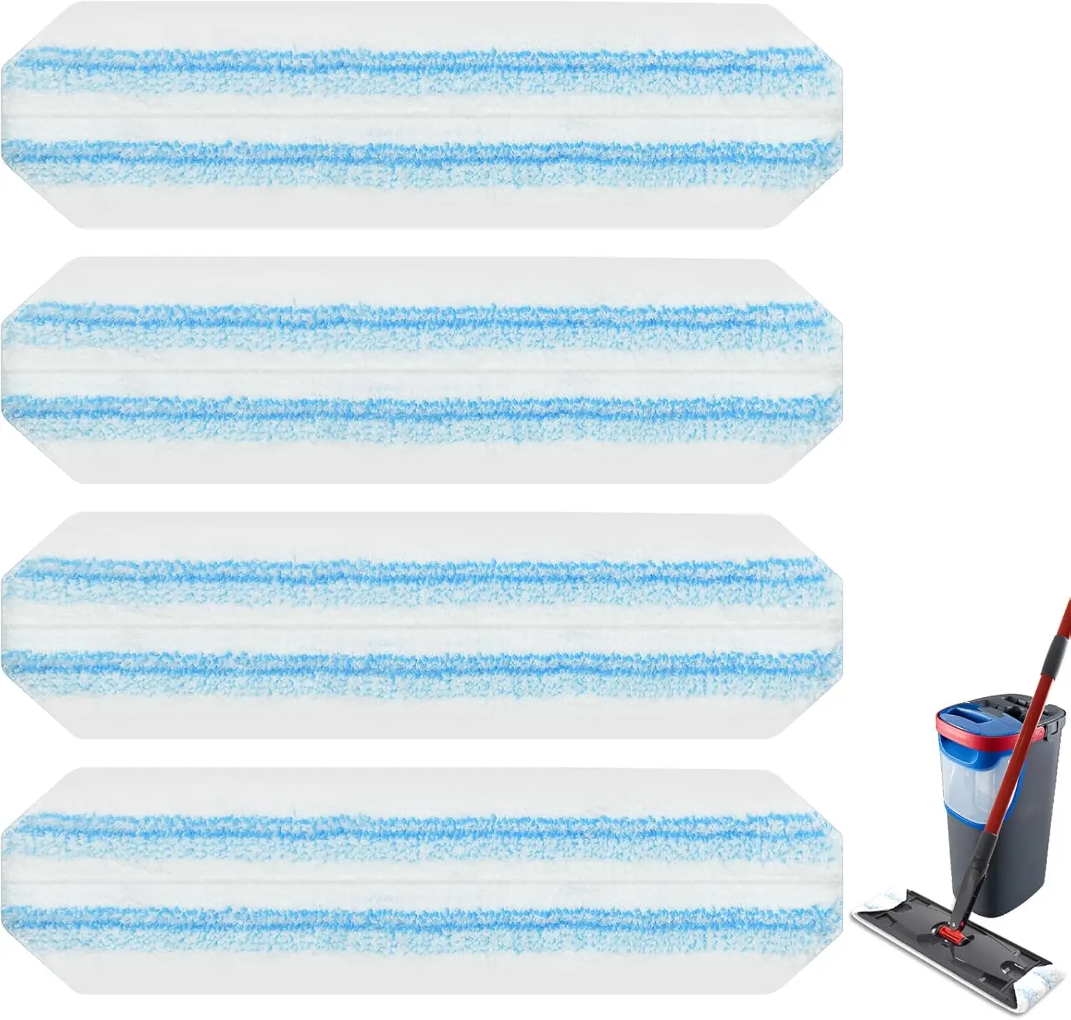 Mop Pads Replacements Compatible with O Cedar H2prO Flat Mop System Microfiber Mop Replacement Heads for /Vileda H2prO Flat Floor Mop, Washable &  Pad Refills for Deep Cleaning, 4 Pack