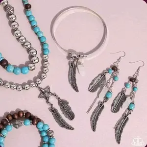 Feather Necklace Set - Elegant Design with Durable Material, Features Turquoise Beads & Feather Accents for Everyday Wear