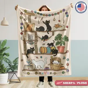 Cats Mom Blanket Funny Cat Lover Gift Crazy Cats Lady Throw Blanket Black Cat Blanket Kitty Lover Gift Cat Mama Gifts Sherpa Cat Blanket