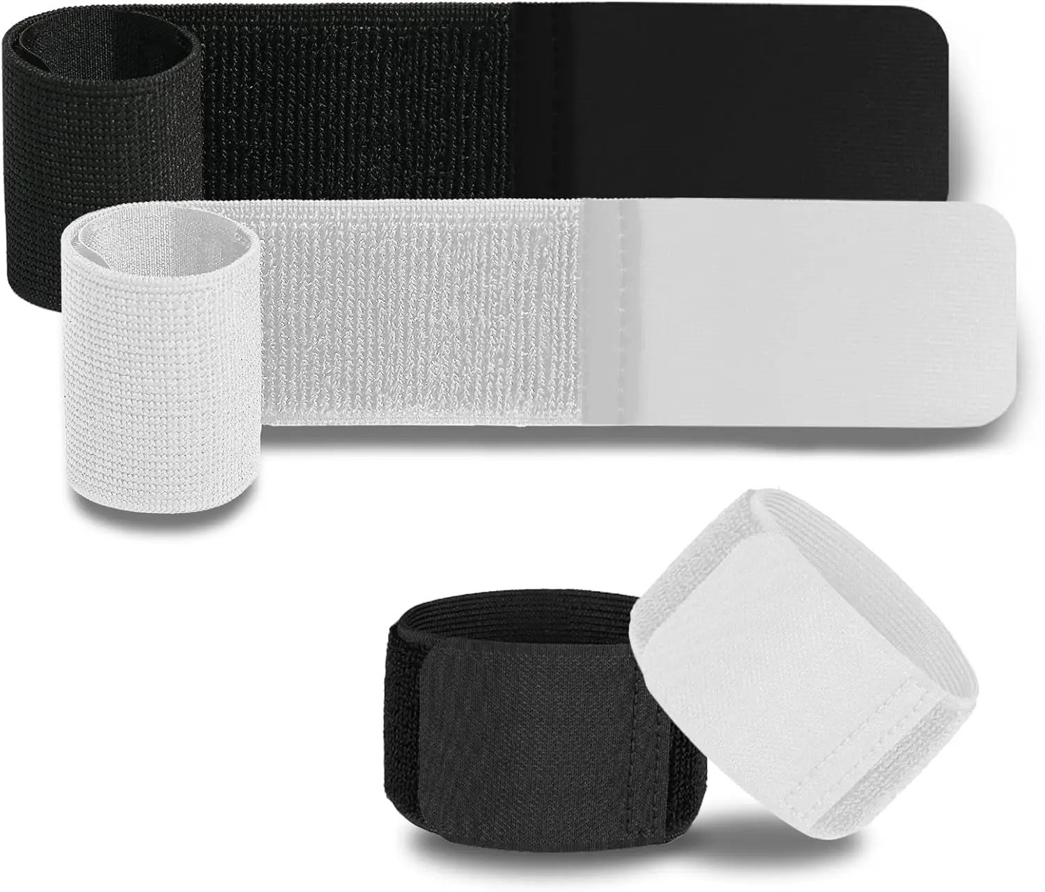 4PCS Soccer Shin Guard Straps for Kids & Adults | Adjustable Shin Pad Holders | Lightweight Black & White Design