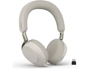 Jabra Evolve3 75 On-Ear Wireless Bluetooth Headset with Microphone for Work, USB-C, AI Voice Call Tech, Advanced Active Noise Cancellation, 22-Hour Battery, Works with Online Meeting Apps, Warm Gray