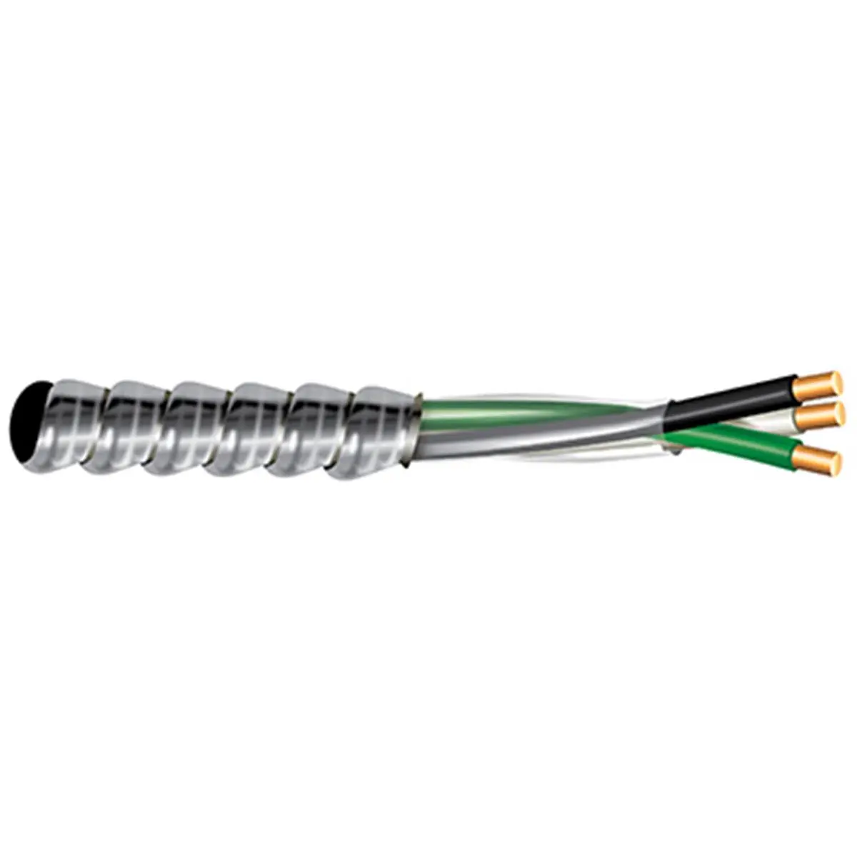 212 MAIN 2104S24-AFC Aluminum Clad Flexible Conduit - 50 ft Length, 2-Conductor 12 Gauge Wire for Outdoor Cycling Leisure Equipment, 50 Feet Length