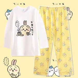 Anime chiikawa pajamas summer cotton round neck short sleeved pants loose casual comfortable cute cartoon chiikawa home clothes