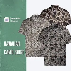Argamble Riskson Hawaiian Camo Shirt for Men's Classic Fit Short Sleeve Button-Up Summer Outdoor Vacation Look Perfect Gift for Dad or Him