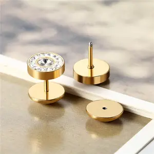 Silver Stainless Steel Double-Sided Stud Earrings for Women Body Jewelry