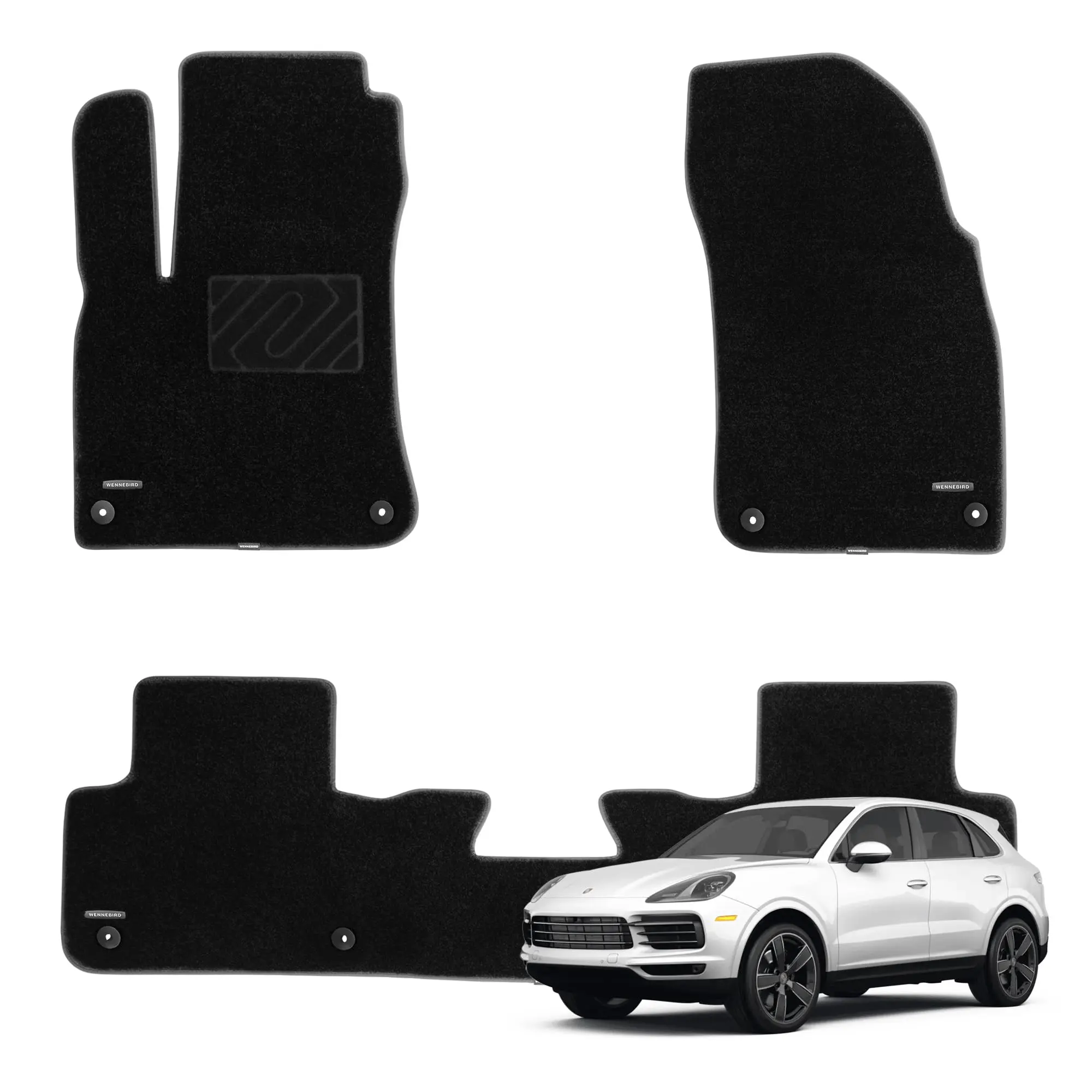 WENNEBIRD Superior Carpet Floor Mats for Porsche Cayenne, 0.5 Inch Thickness Rugs, Premium All Weather Anti-Slip Waterproof Floor Liners