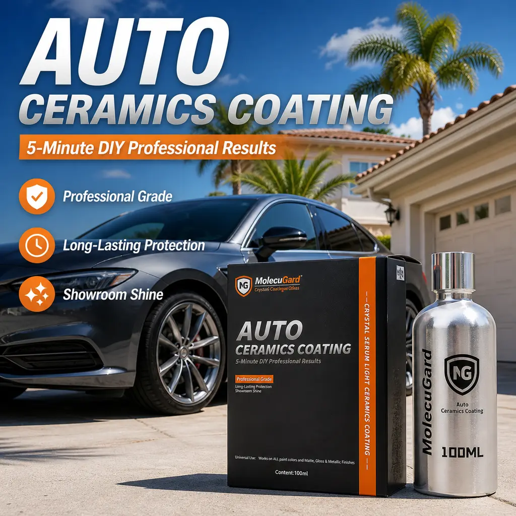 MolecuGard Ceramic Car Coating 100ml - 5-Min DIY Liquid Glass Paint Protection, Long-Lasting Showroom Shine, Works on All Colors & Matte/Gloss/Metallic Finishes