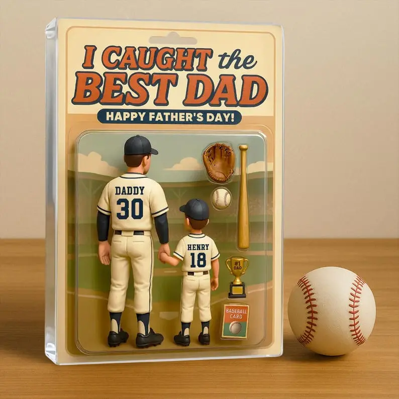 We Caught the Best Dad Baseball Custom Figure Personalized Acrylic Block Plaque, Personalized Father's Day Gift for Dad, Gifts for Husband
